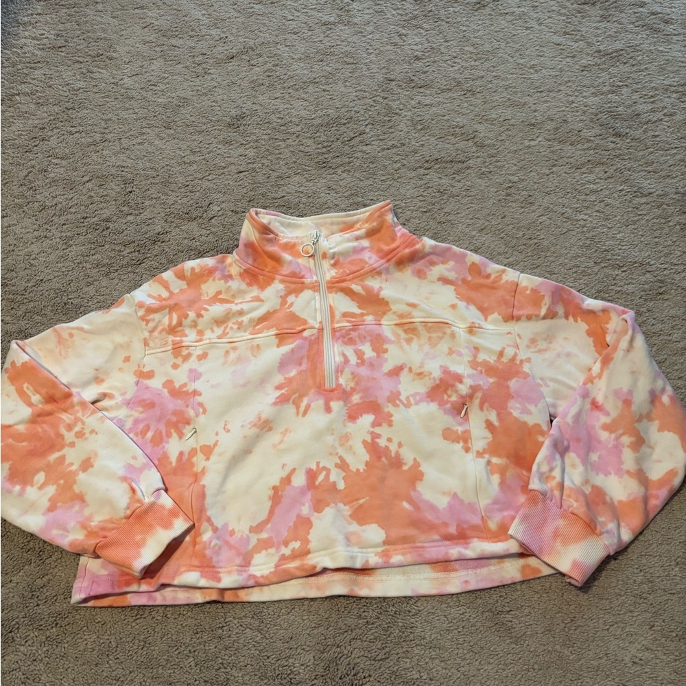 Senita Athletics Orange and Pink Zip Pullover